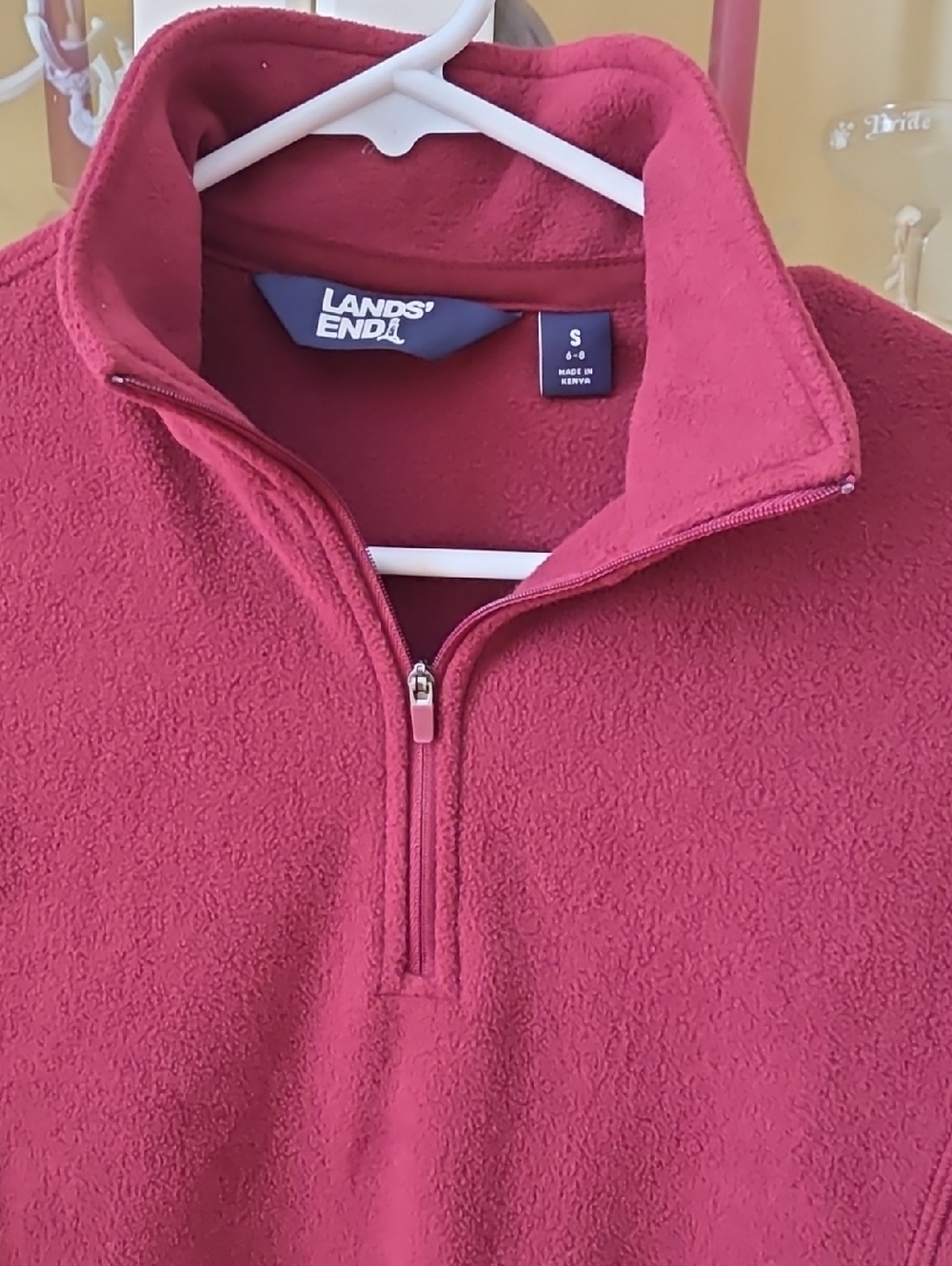 Lands' End Ladies Half-Zip Fleece Sweater - Berry
